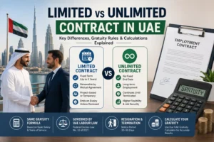 Limited vs unlimited contract in UAE with gratuity rules, differences, and end of service benefits explained